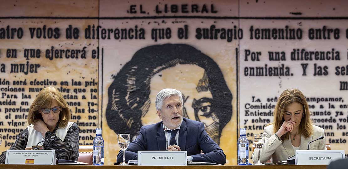 El ministro preside el Consejo Nacional junto a la subsecretaria y la directora general de Protección Civil y Emergencias.